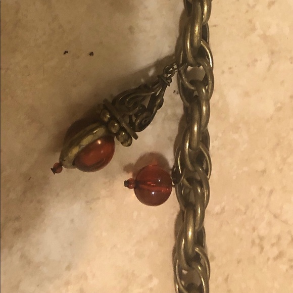 Gold Belt With Burnt Orange Beads - Picture 3 of 4